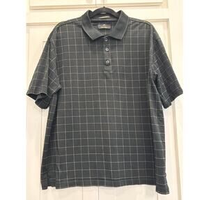 Gary Player 100% Cotton black windowpane Golf Polo LG
